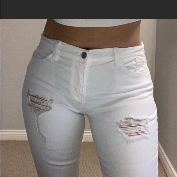 FLYING MONKEY White Ripped Skinny Jeans - Picture 2 of 4